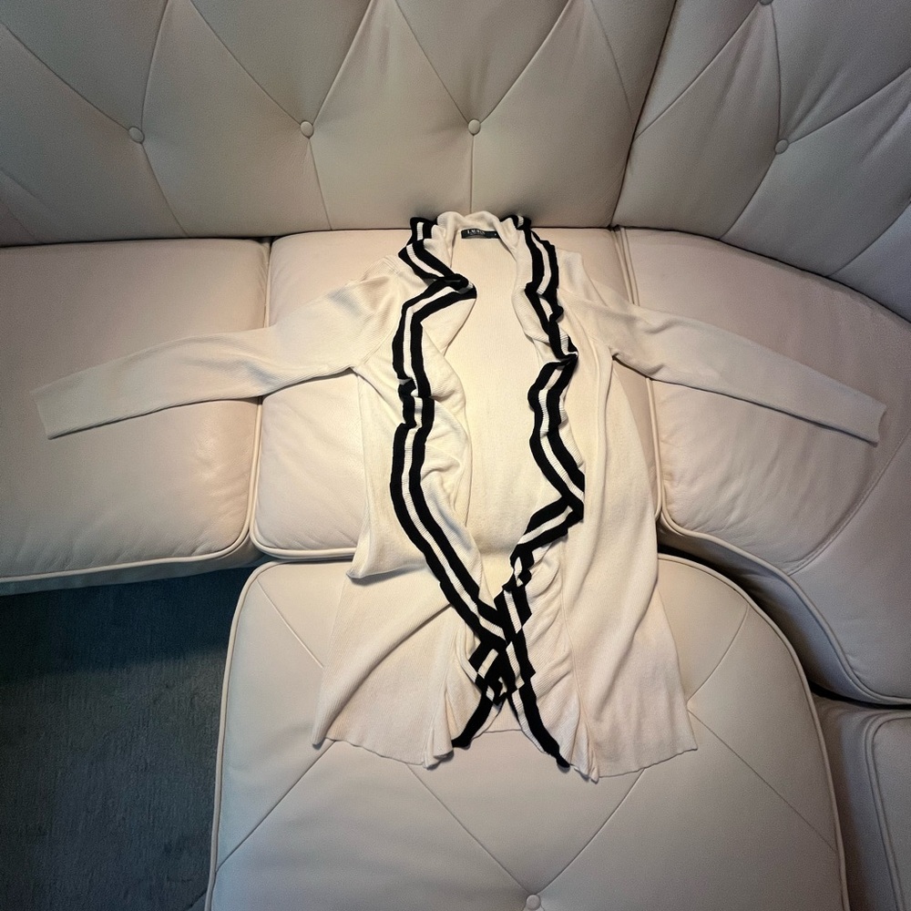 Ralph Lauren Ivory Cardigan with Ebony Accents